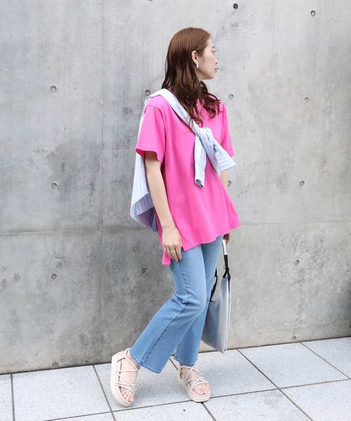 HONEYSUCKLE ROSE（ハニーサックルローズ）の「【HONEYSUCKLE ROSE】カラースリットビッグＴシャツ（Tシャツ/カットソー・レディース・パープル/ピンク/ライム・S/M/L）」の13枚目の写真