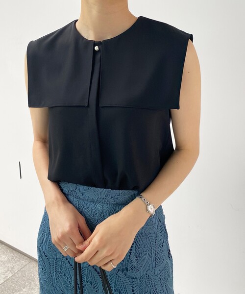 index（インデックス）の「◆セーラーカラーパールボタンブラウス【WEB限定サイズ】（シャツ/ブラウス・レディース・ブルー/ブラック/ホワイト系・42/38/40/36）」の3枚目の写真