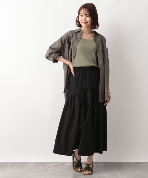 GLOBAL WORK(グローバルワーク)の「ラウンドティアードスカート/297651(スカート・レディース・ブラック/カーキ/アイボリー・FREE)」の14枚目の写真