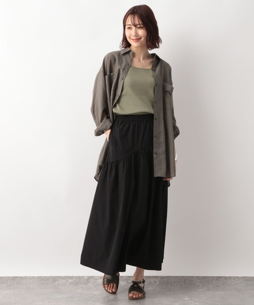 GLOBAL WORK(グローバルワーク)の「ラウンドティアードスカート/297651(スカート・レディース・ブラック/カーキ/アイボリー・FREE)」の15枚目の写真