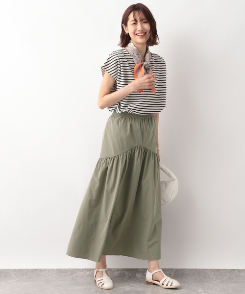 GLOBAL WORK(グローバルワーク)の「ラウンドティアードスカート/297651(スカート・レディース・ブラック/カーキ/アイボリー・FREE)」の19枚目の写真