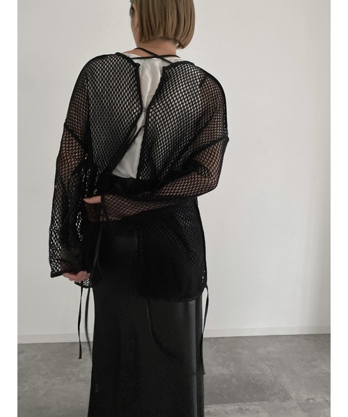 LA PEAU DE GEM（ラポドゥジェム）の「【LA PEAU DE GEM】メッシュプルオーバー（Tシャツ/カットソー・レディース・ホワイト/ブラック・FREE）」の4枚目の写真