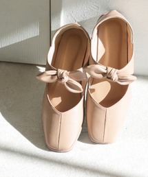 VIVIAN | スクエアトゥリボンフラットバブーシュ(バレエシューズ)