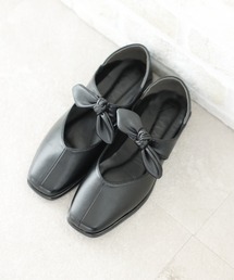 VIVIAN | スクエアトゥリボンフラットバブーシュ(バレエシューズ)