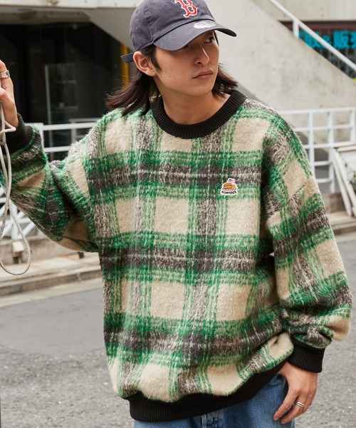 CONVERSE(コンバース)の「【CONVERSE/コンバース】クラーク志織 ワンポイントワッペン ジャガーチェックオーバーサイズスウェット(スウェット・メンズ・ライトグレー/ライトグリーン/イエロー/ダークグリーン/キャメル/グリーン・L/M)」の10枚目の写真