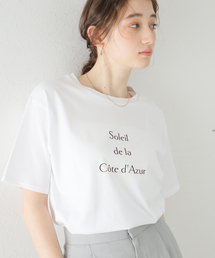 レタリングフロッキープリントTシャツ
