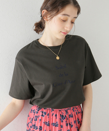 レタリングフロッキープリントTシャツ