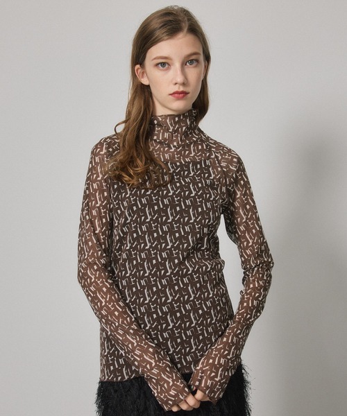 PUBLIC TOKYO（パブリックトウキョウ）の「ジオメプリントシアーカットソー/ウォッシャブル（Tシャツ/カットソー・レディース・ブラウン/ブラック・FREE）」の5枚目の写真