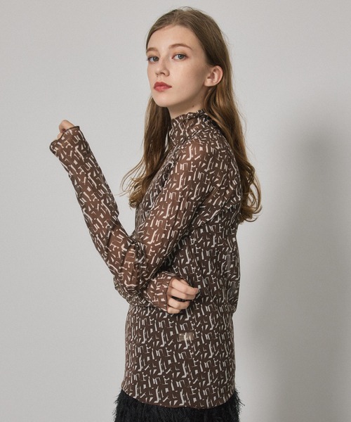 PUBLIC TOKYO（パブリックトウキョウ）の「ジオメプリントシアーカットソー/ウォッシャブル（Tシャツ/カットソー・レディース・ブラウン/ブラック・FREE）」の6枚目の写真