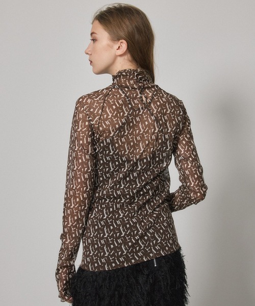 PUBLIC TOKYO（パブリックトウキョウ）の「ジオメプリントシアーカットソー/ウォッシャブル（Tシャツ/カットソー・レディース・ブラウン/ブラック・FREE）」の7枚目の写真