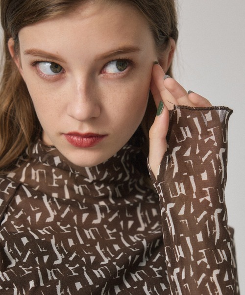 PUBLIC TOKYO（パブリックトウキョウ）の「ジオメプリントシアーカットソー/ウォッシャブル（Tシャツ/カットソー・レディース・ブラウン/ブラック・FREE）」の9枚目の写真