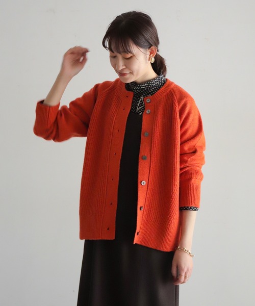 NOMBRE IMPAIR(ノンブルアンペール)の「片畦×天竺コンビ ラウンドネックカーデ(カーディガン/ボレロ・レディース・ブルー/ライトグリーン/ベージュ/オレンジ・FREE)」の4枚目の写真