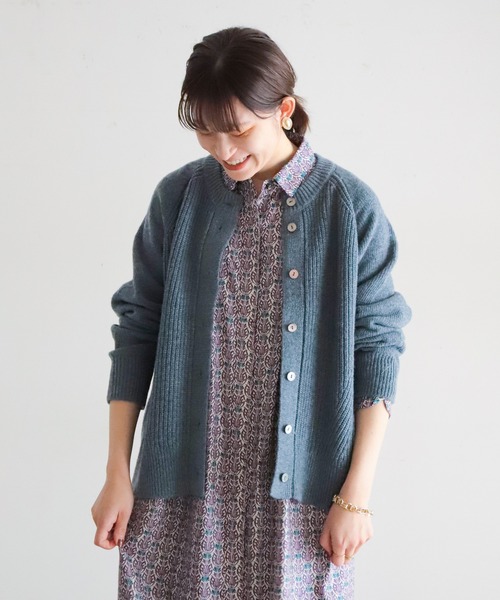 NOMBRE IMPAIR(ノンブルアンペール)の「片畦×天竺コンビ ラウンドネックカーデ(カーディガン/ボレロ・レディース・ブルー/ライトグリーン/ベージュ/オレンジ・FREE)」の3枚目の写真