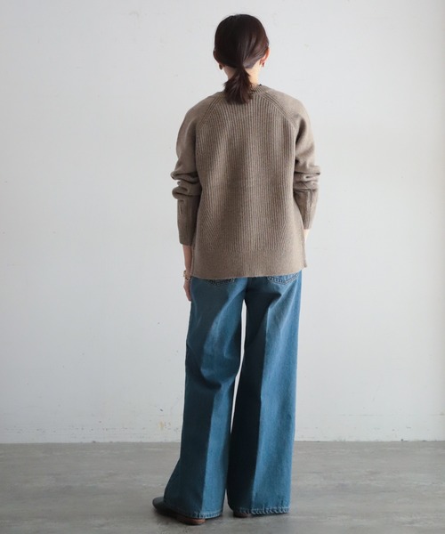 NOMBRE IMPAIR(ノンブルアンペール)の「片畦×天竺コンビ ラウンドネックカーデ(カーディガン/ボレロ・レディース・ブルー/ライトグリーン/ベージュ/オレンジ・FREE)」の7枚目の写真