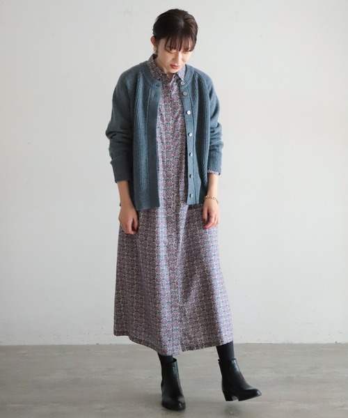 NOMBRE IMPAIR(ノンブルアンペール)の「片畦×天竺コンビ ラウンドネックカーデ(カーディガン/ボレロ・レディース・ブルー/ライトグリーン/ベージュ/オレンジ・FREE)」の16枚目の写真