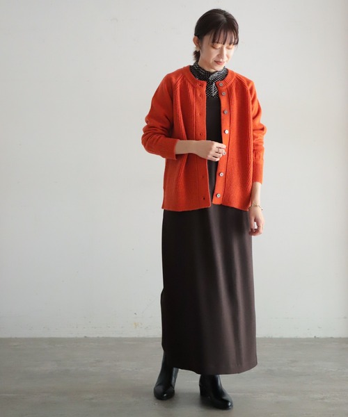 NOMBRE IMPAIR(ノンブルアンペール)の「片畦×天竺コンビ ラウンドネックカーデ(カーディガン/ボレロ・レディース・ブルー/ライトグリーン/ベージュ/オレンジ・FREE)」の17枚目の写真