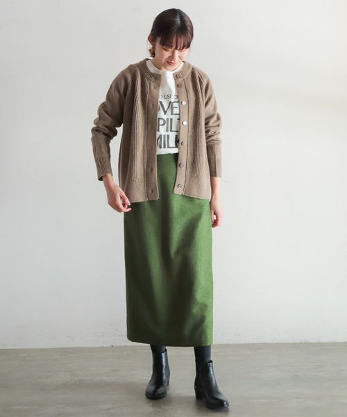 NOMBRE IMPAIR(ノンブルアンペール)の「片畦×天竺コンビ ラウンドネックカーデ(カーディガン/ボレロ・レディース・ブルー/ライトグリーン/ベージュ/オレンジ・FREE)」の22枚目の写真