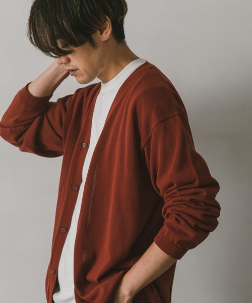 URBAN RESEARCH DOORS(アーバンリサーチドアーズ)の「強撚Vネックカーディガン(カーディガン/ボレロ・メンズ・ネイビー/グレー/ブラウン系その他/ブルー系その他・MEDIUM/LARGE)」の1枚目の写真