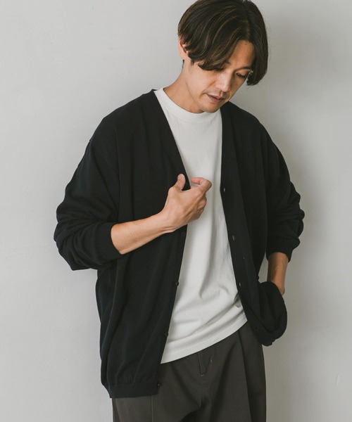 URBAN RESEARCH DOORS(アーバンリサーチドアーズ)の「強撚Vネックカーディガン(カーディガン/ボレロ・メンズ・ネイビー/グレー/ブラウン系その他/ブルー系その他・MEDIUM/LARGE)」の3枚目の写真