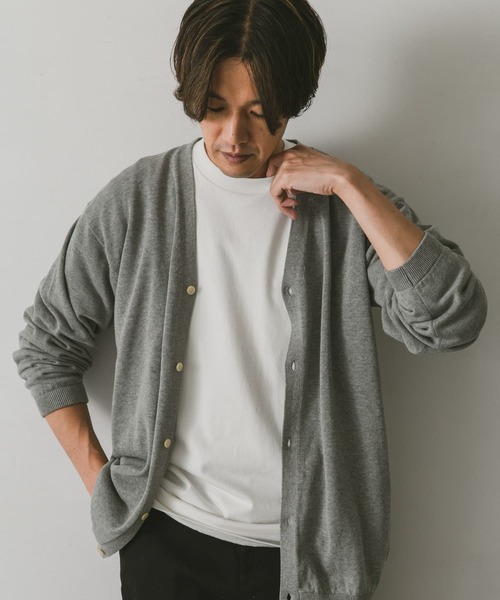 URBAN RESEARCH DOORS(アーバンリサーチドアーズ)の「強撚Vネックカーディガン(カーディガン/ボレロ・メンズ・ネイビー/グレー/ブラウン系その他/ブルー系その他・MEDIUM/LARGE)」の21枚目の写真