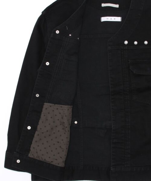H.A.K(ハク)の「9.5オンスストレッチデニム パールリベットGジャン(デニムジャケット・レディース・ブラック/ブルー・FREE)」の3枚目の写真