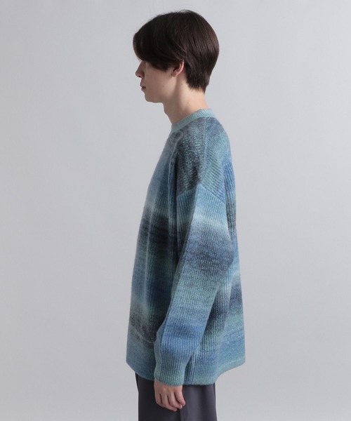 HARE（ハレ）の「グラデボーダーニット(HARE)（ニット/セーター・メンズ・ブルー系その他/ブラック系その他・FREE）」の3枚目の写真