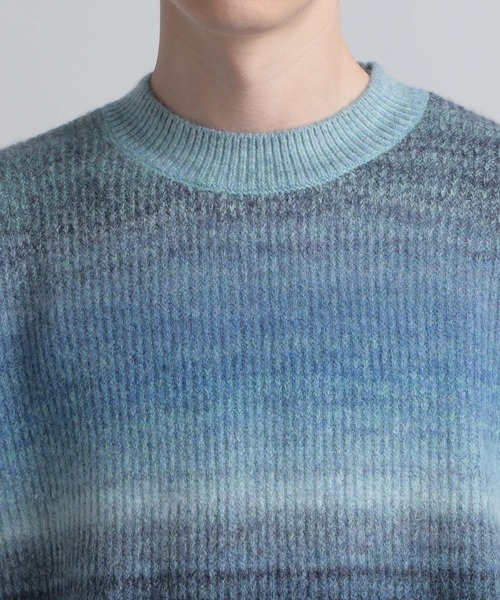 HARE（ハレ）の「グラデボーダーニット(HARE)（ニット/セーター・メンズ・ブルー系その他/ブラック系その他・FREE）」の8枚目の写真