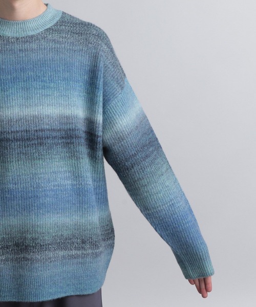 HARE（ハレ）の「グラデボーダーニット(HARE)（ニット/セーター・メンズ・ブルー系その他/ブラック系その他・FREE）」の9枚目の写真