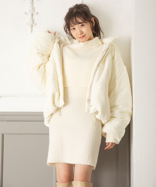 MIIA(ミーア)の「タートルネックレイヤードワンピース(ワンピース・レディース・ブラック/オフホワイト/モカ・FREE)」の19枚目の写真