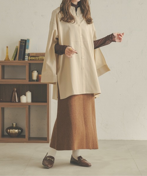 Ambre Neige(アンブルネージュ)の「袖スリットシャツ/【WEB/EC限定商品】(シャツ/ブラウス・レディース・ダークブラウン/ベージュ/アイボリー/ライトグリーン・FREE)」の9枚目の写真