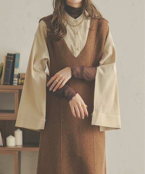 Ambre Neige(アンブルネージュ)の「袖スリットシャツ/【WEB/EC限定商品】(シャツ/ブラウス・レディース・ダークブラウン/ベージュ/アイボリー/ライトグリーン・FREE)」の7枚目の写真