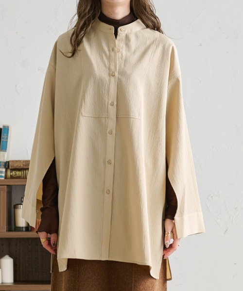 Ambre Neige(アンブルネージュ)の「袖スリットシャツ/【WEB/EC限定商品】(シャツ/ブラウス・レディース・ダークブラウン/ベージュ/アイボリー/ライトグリーン・FREE)」の12枚目の写真