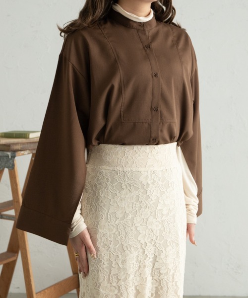 Ambre Neige(アンブルネージュ)の「袖スリットシャツ/【WEB/EC限定商品】(シャツ/ブラウス・レディース・ダークブラウン/ベージュ/アイボリー/ライトグリーン・FREE)」の17枚目の写真