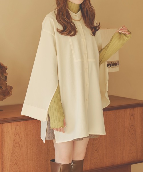 Ambre Neige(アンブルネージュ)の「袖スリットシャツ/【WEB/EC限定商品】(シャツ/ブラウス・レディース・ダークブラウン/ベージュ/アイボリー/ライトグリーン・FREE)」の19枚目の写真