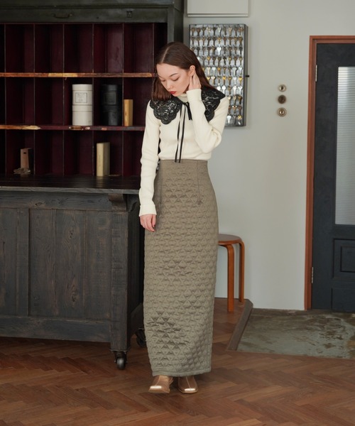 TINA:JOJUN(ティーナジョジュン)の「キルティング Hラインスカート TINA:JOJUN(スカート・レディース・ネイビー/カーキ・S/M)」の12枚目の写真
