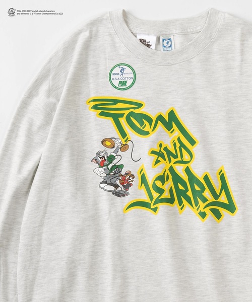 Tom&Jerry(トムアンドジェリー)の「【TOM&JERRY/トムとジェリー】DISCUSコラボ タギング イラストロンT/ ロングスリーブ/ バックプリントロンT(Tシャツ/カットソー・レディース・アッシュグレー/スミクロ/グリーン/ホワイト/ブラック/ワイン・M/L)」の1枚目の写真
