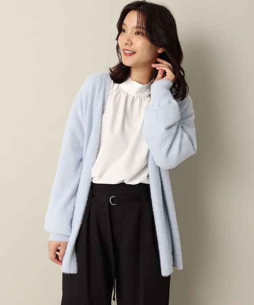 ITS'DEMO(イッツデモ)の「【着丈長め/腰回りカバー/柔らかタッチ】ラメフェザーヤーン着流しカーデ(カーディガン/ボレロ・レディース・ベージュ/サックスブルー/オフホワイト・00)」の18枚目の写真