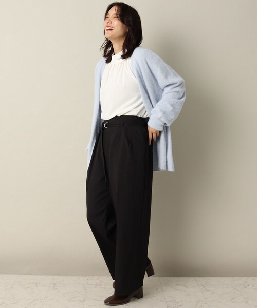 ITS'DEMO(イッツデモ)の「【着丈長め/腰回りカバー/柔らかタッチ】ラメフェザーヤーン着流しカーデ(カーディガン/ボレロ・レディース・ベージュ/サックスブルー/オフホワイト・00)」の19枚目の写真