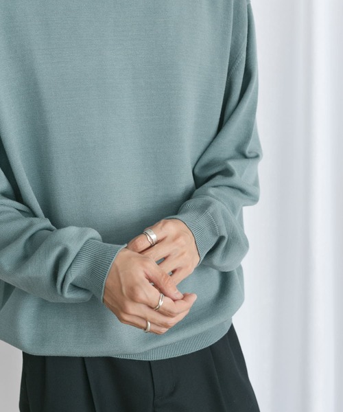 Couleur Meler(クルールメリー)の「Couleur Meler なかじ ソフトタッチニット(ニット/セーター・メンズ・アイボリー/グレー系その他/グリーン・FREE)」の3枚目の写真