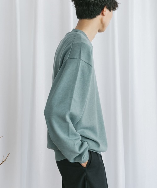 Couleur Meler(クルールメリー)の「Couleur Meler なかじ ソフトタッチニット(ニット/セーター・メンズ・アイボリー/グレー系その他/グリーン・FREE)」の7枚目の写真