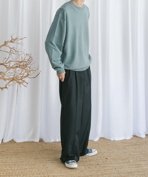 Couleur Meler(クルールメリー)の「Couleur Meler なかじ ソフトタッチニット(ニット/セーター・メンズ・アイボリー/グレー系その他/グリーン・FREE)」の17枚目の写真