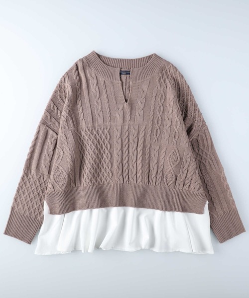 HONEYSUCKLE ROSE（ハニーサックルローズ）の「【HONEYSUCKLE ROSE】フェイクレイヤードニット（ニット/セーター・レディース・オフホワイト/ダークベージュ・M/L）」の2枚目の写真