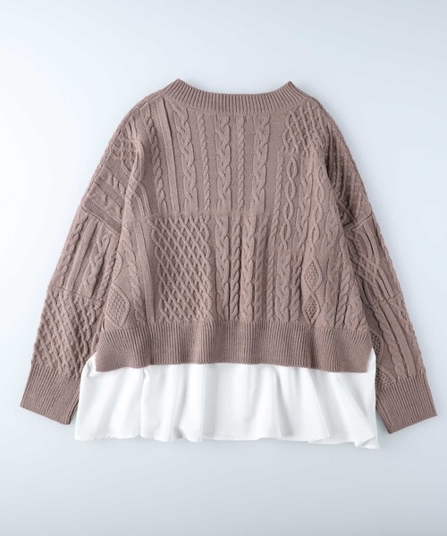 HONEYSUCKLE ROSE（ハニーサックルローズ）の「【HONEYSUCKLE ROSE】フェイクレイヤードニット（ニット/セーター・レディース・オフホワイト/ダークベージュ・M/L）」の3枚目の写真