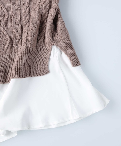 HONEYSUCKLE ROSE（ハニーサックルローズ）の「【HONEYSUCKLE ROSE】フェイクレイヤードニット（ニット/セーター・レディース・オフホワイト/ダークベージュ・M/L）」の6枚目の写真