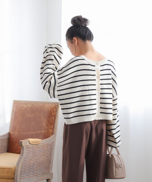 ボーダー2wayカーディガン（カーディガン/ボレロ）｜Isn't She?（イズントシー）