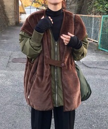 HANNE | 【by kumika】フェイクファーベスト付MA-1(ブルゾン)