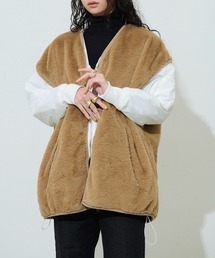 HANNE（アン）の「【by kumika】フェイクファーベスト付MA-1（ブルゾン）」