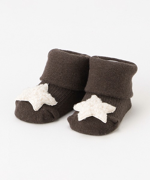 petit main（プティマイン）の「つま先星モチーフカップソックス（ベビーシューズ/ベビーソックス・キッズ・オフホワイト/チャコール/エメラルド・9-11cm/11-13cm）」の2枚目の写真