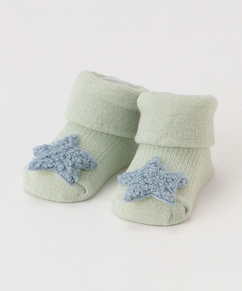 petit main（プティマイン）の「つま先星モチーフカップソックス（ベビーシューズ/ベビーソックス・キッズ・オフホワイト/チャコール/エメラルド・9-11cm/11-13cm）」の3枚目の写真