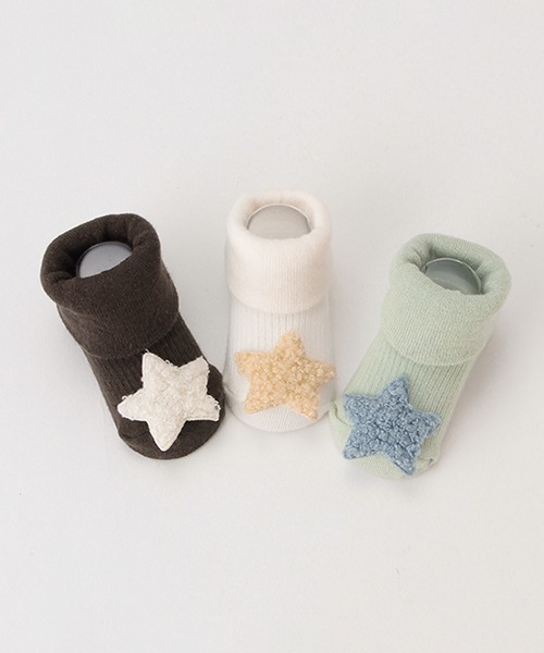 petit main（プティマイン）の「つま先星モチーフカップソックス（ベビーシューズ/ベビーソックス・キッズ・オフホワイト/チャコール/エメラルド・9-11cm/11-13cm）」の14枚目の写真